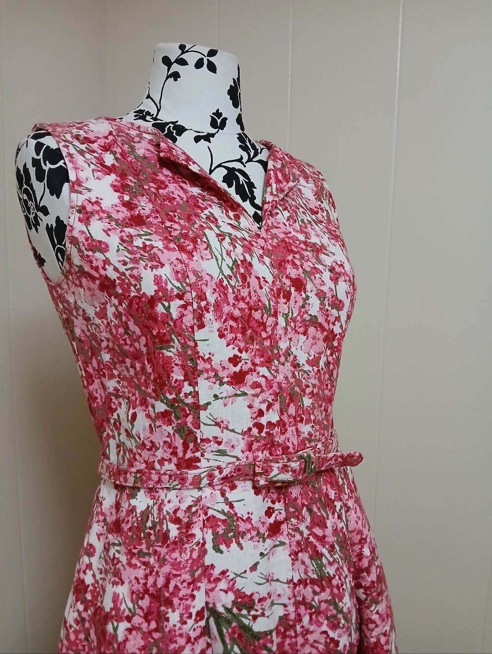 Talbots Linen Floral Sleeveless Midi Dress with Belt - Picture 3 of 12